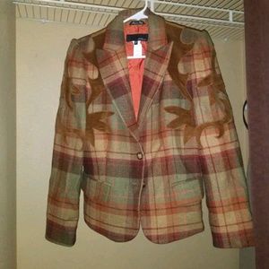 Les Copains Blazer Fall Wool Jacket Patchwork 42